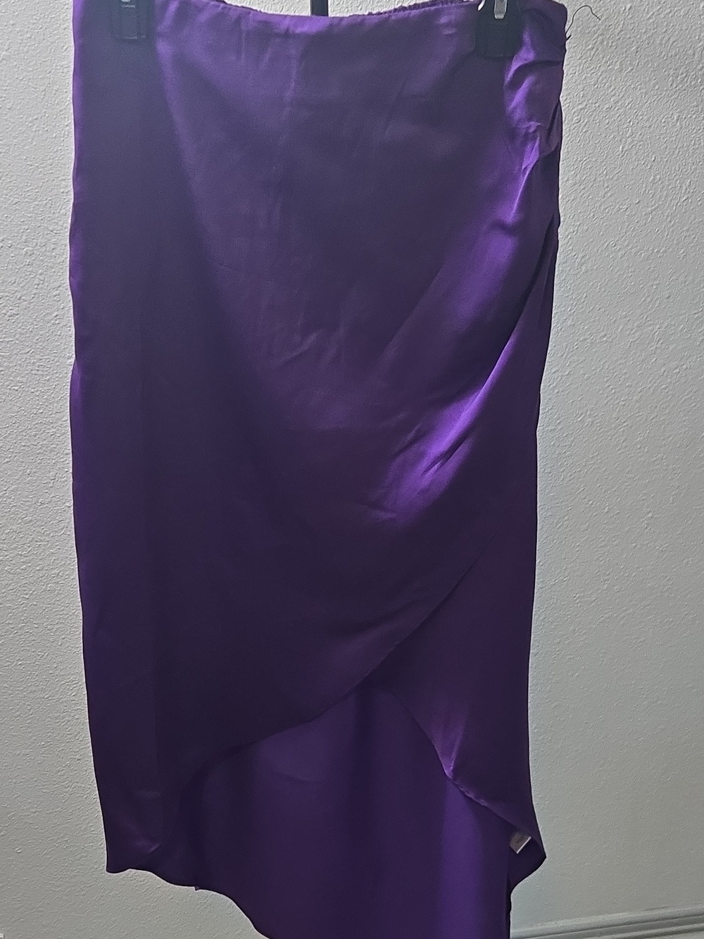 Purple High-Low Satin Skirt